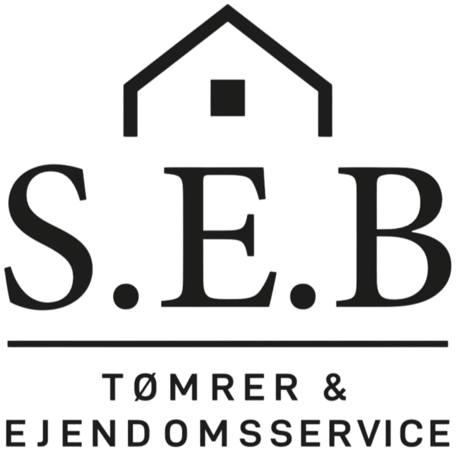 Logo for S.E.B Tømrer & Ejendomsservice med husikon.
